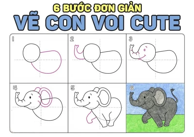 Cách vẽ voi phong cách mới