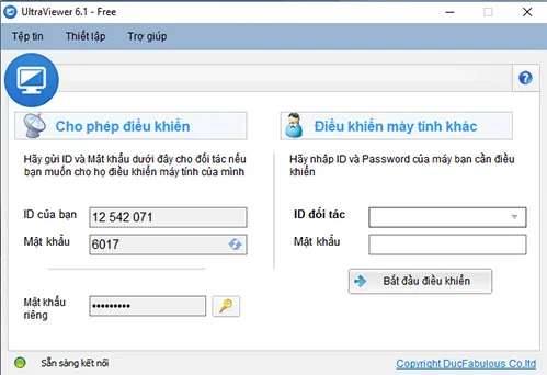 Giao diện phần mềm UltraViewer