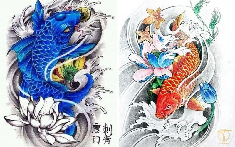 Hình xăm cá chép hóa rồng ở tay