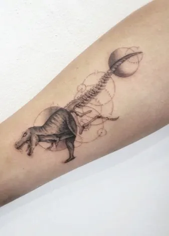 Hình xăm khủng long màu nước
