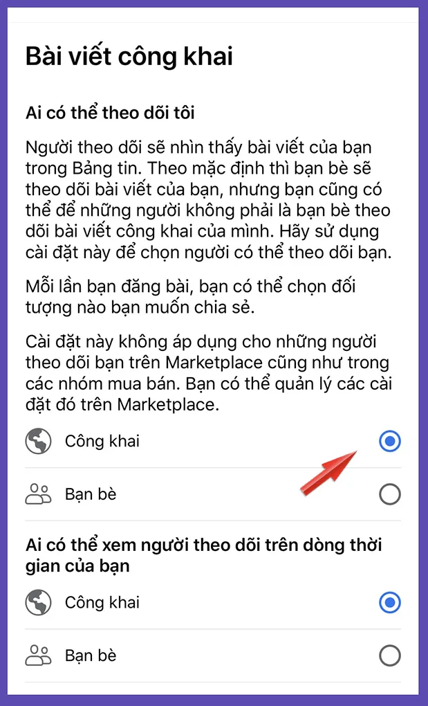 Bật chế độ công khai cho người theo dõi trên điện thoại
