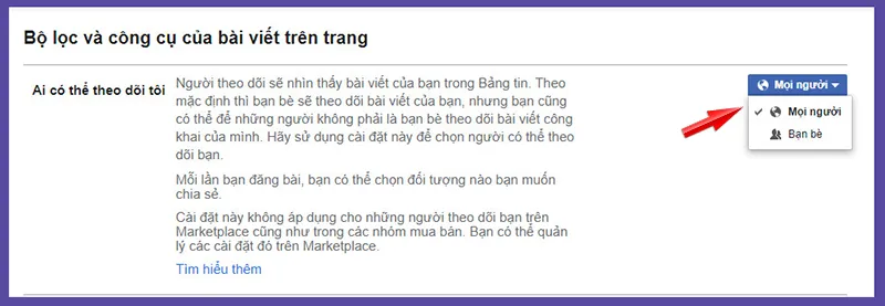 Bật chế độ công khai cho người theo dõi trên máy tính