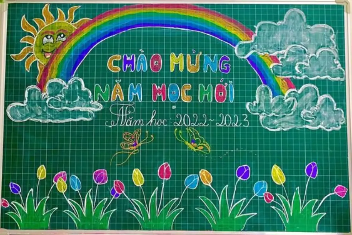 Bầu trời xanh với mây và chim bay