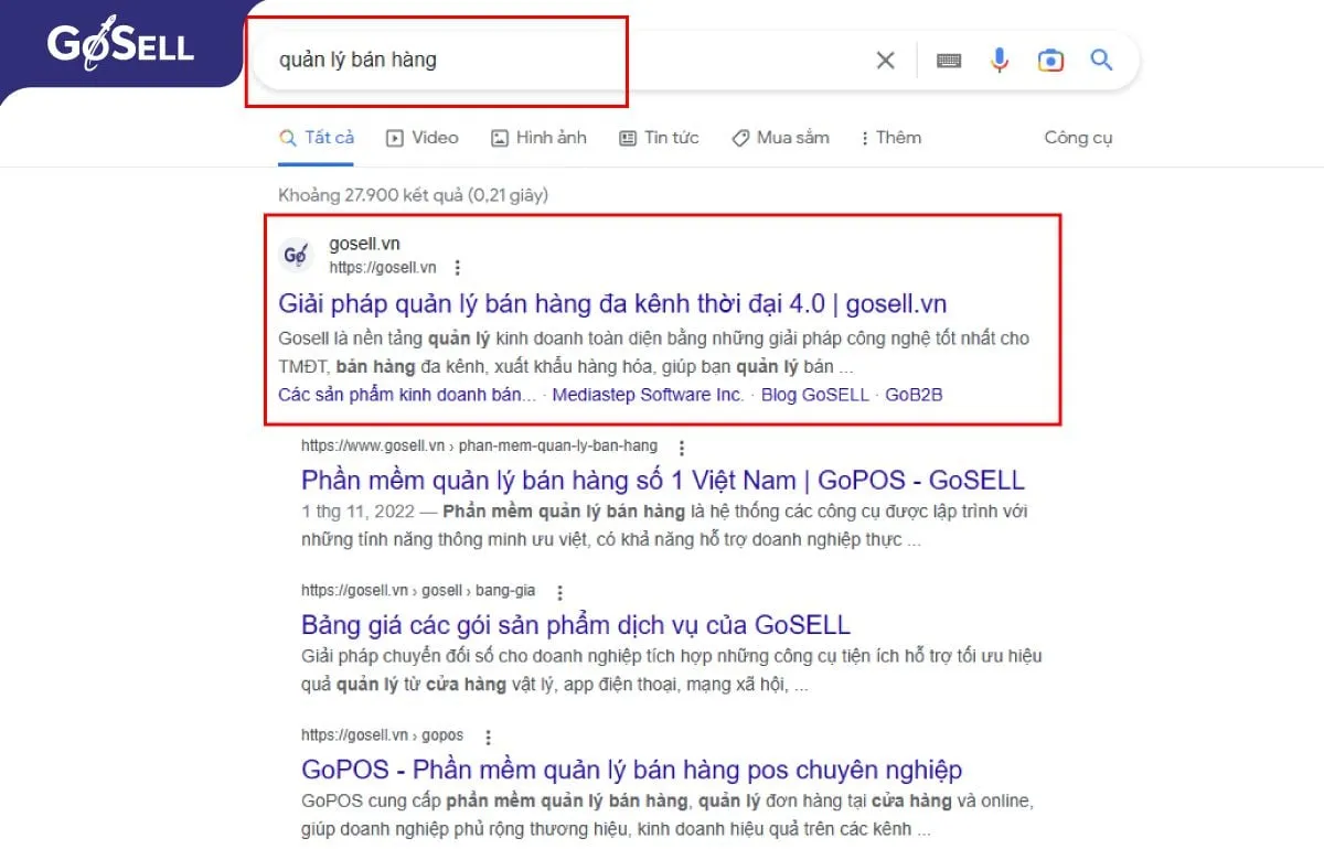 Địa chỉ web phải có chứa từ khóa
