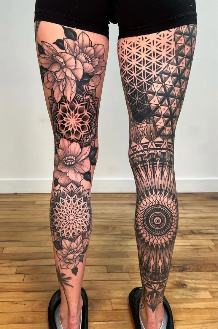 Hình xăm mẫu đơn và họa tiết Mandala