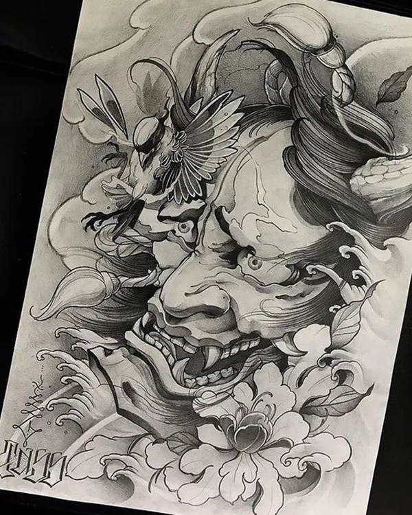 Tadashi Tattoo chuyên nghiệp trong thể loại Oni Hannya