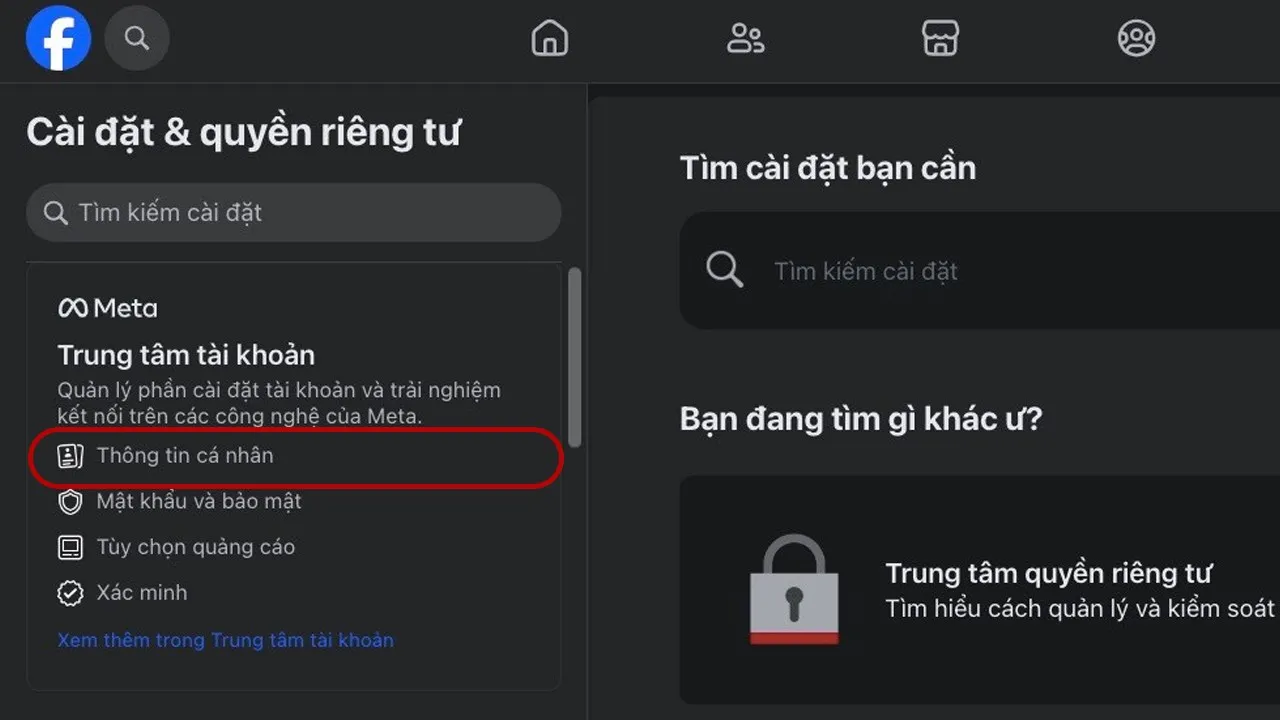 Chọn thông tin cá nhân