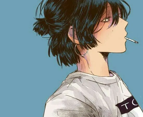 Anime boy bộc lộ sự u ám trong khói thuốc