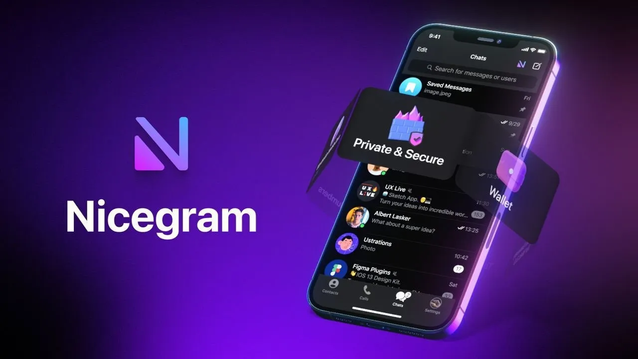 Giao diện của ứng dụng Nicegram với nhiều tính năng mở rộng