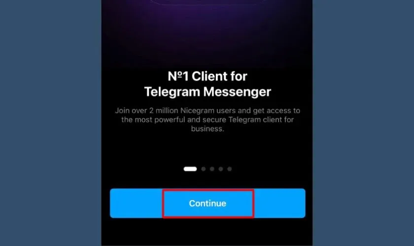 Giao diện giới thiệu ban đầu của ứng dụng Nicegram