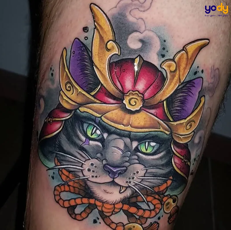 Hình xăm thần tài Samurai độc lạ