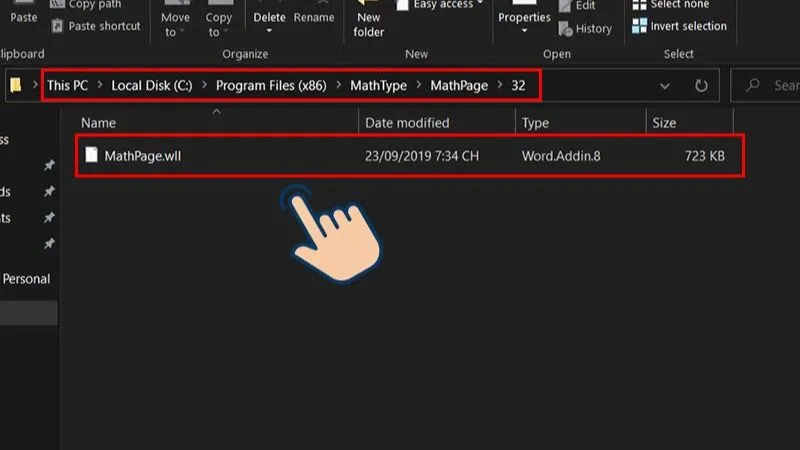 Sao chép tệp MathPage.wll từ thư mục MathType vào thư mục Office