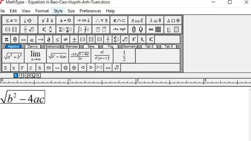 Soạn thảo công thức toán học trong giao diện MathType