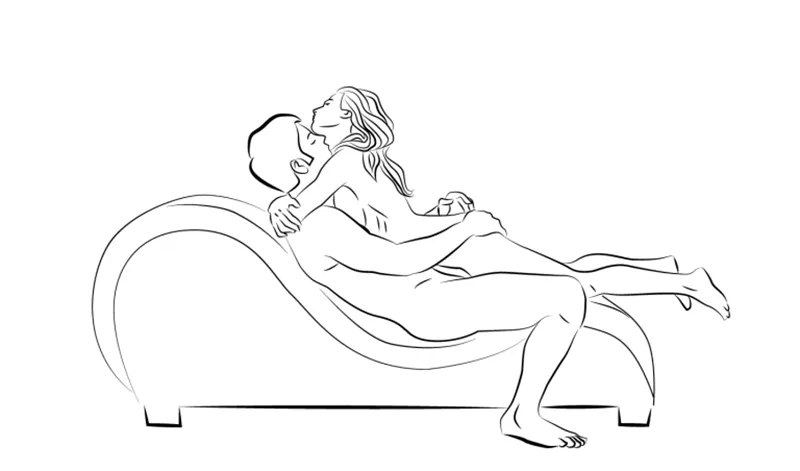 Tư thế cầu trượt trên ghế tantra