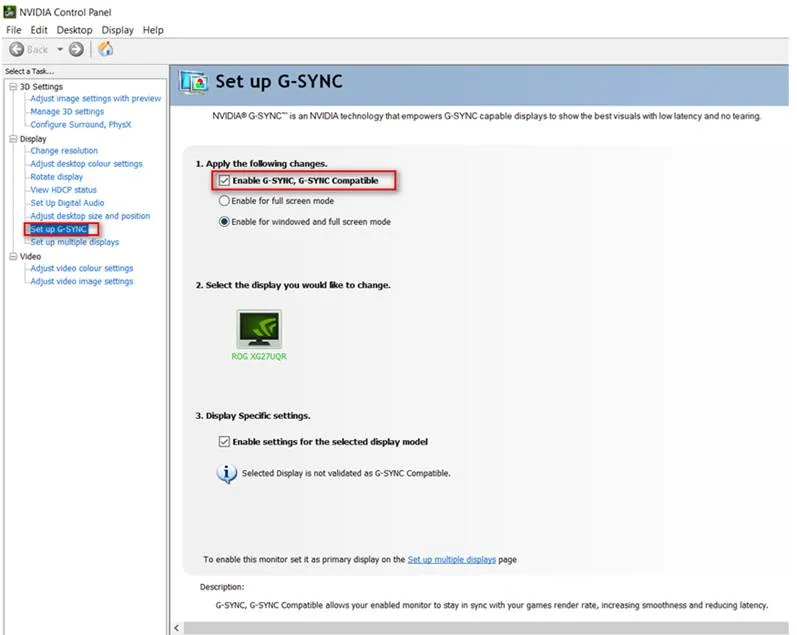 Bật G-SYNC Compatible