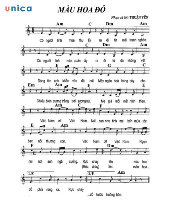 Ca khúc Màu hoa đỏ