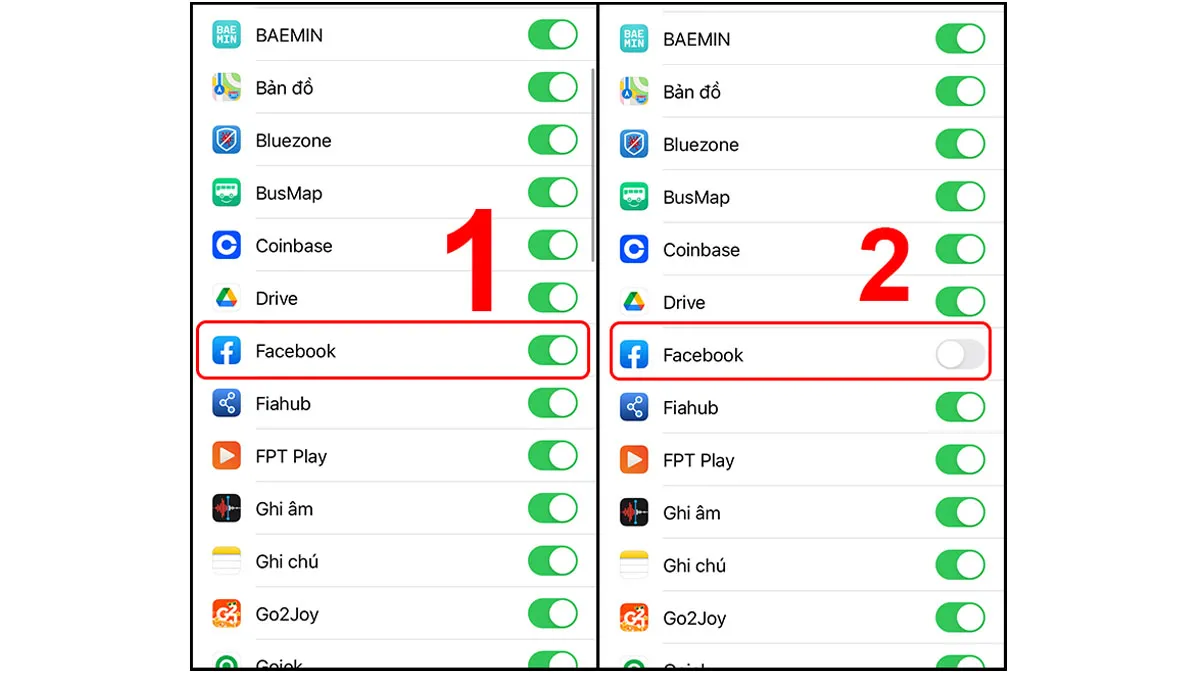 Cách tắt làm mới ứng dụng nền trên iPhone. Ảnh minh họa các bước tắt ứng dụng chạy nền trên iOS.