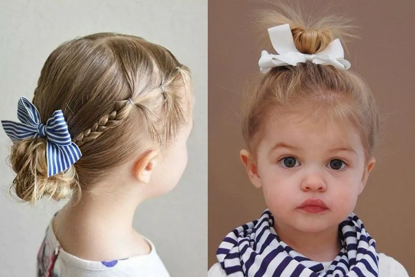 Kiểu tóc búi nơ cho bé gái 4 tuổi