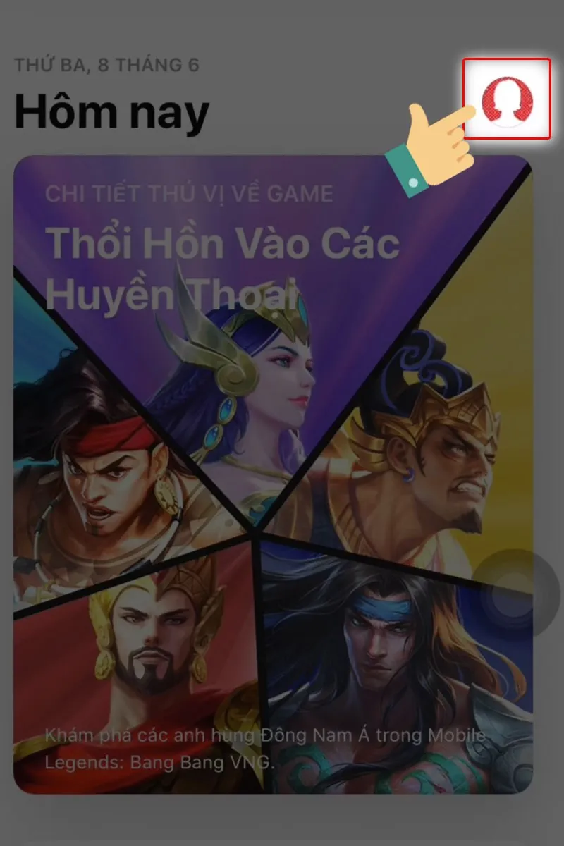 Nhấn vào Avatar cá nhân