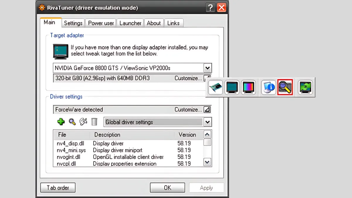 RivaTuner là một phần mềm miễn phí giúp ép xung và tinh chỉnh driver