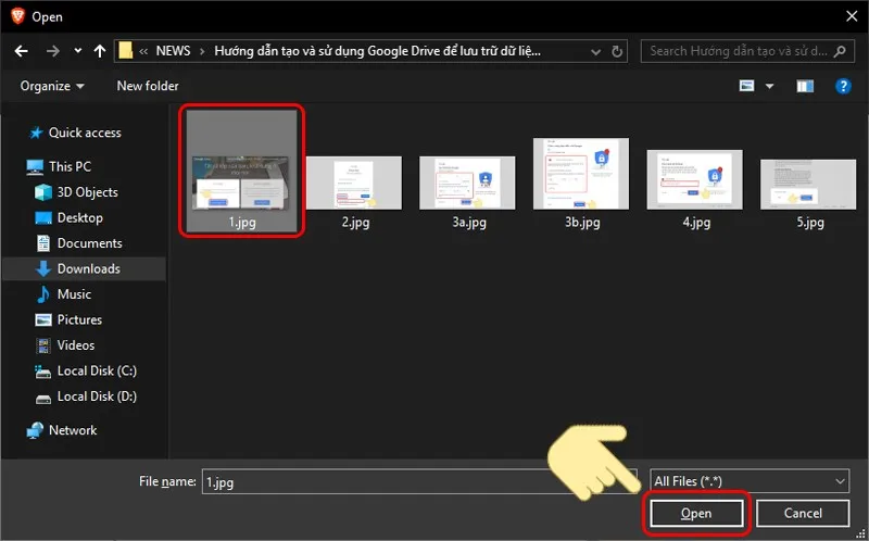 Tải tệp lên Google Drive bằng cách kéo và thả