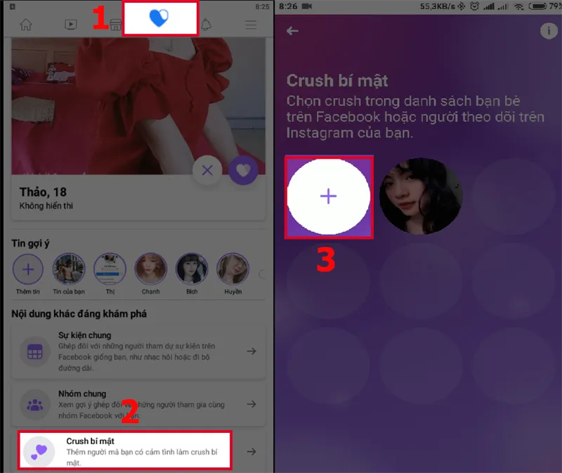 Thêm crush bí mật trên Facebook