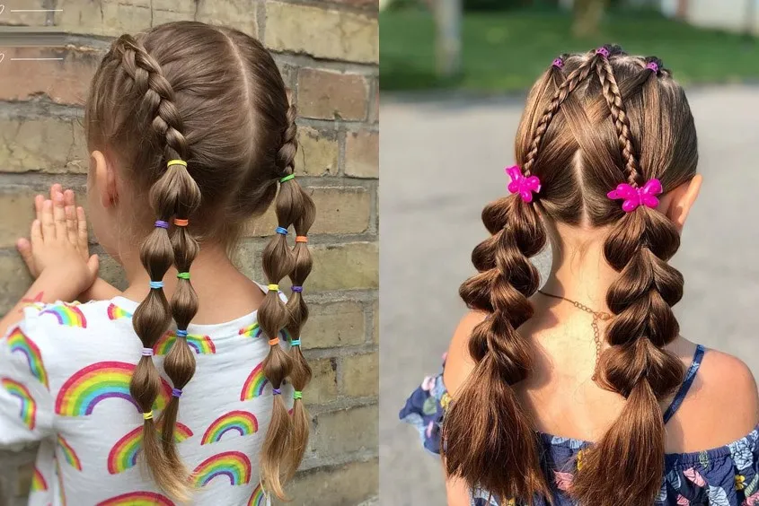 Tóc đuôi ngựa bong bóng đáng yêu cho bé gái