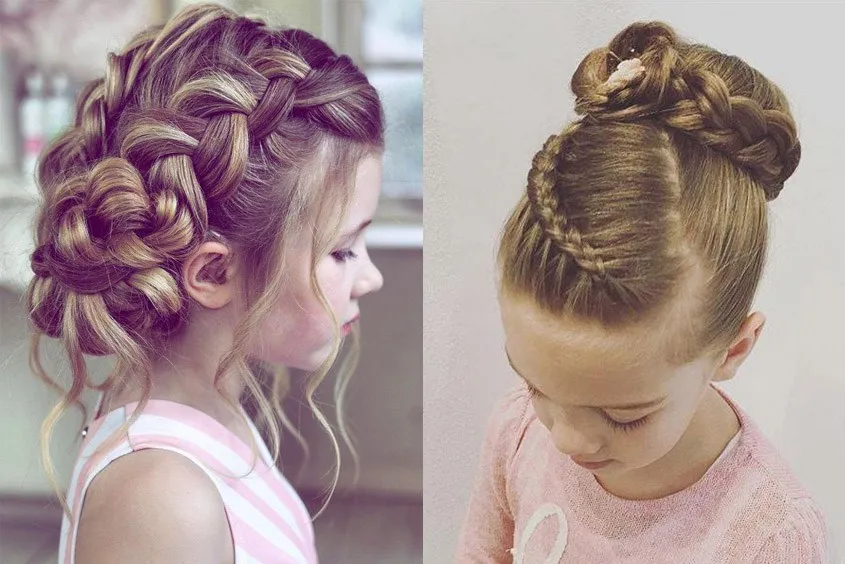 Tóc tết hoa Updo thanh lịch cho bé gái