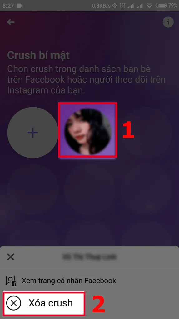 Xóa crush bí mật trên Facebook
